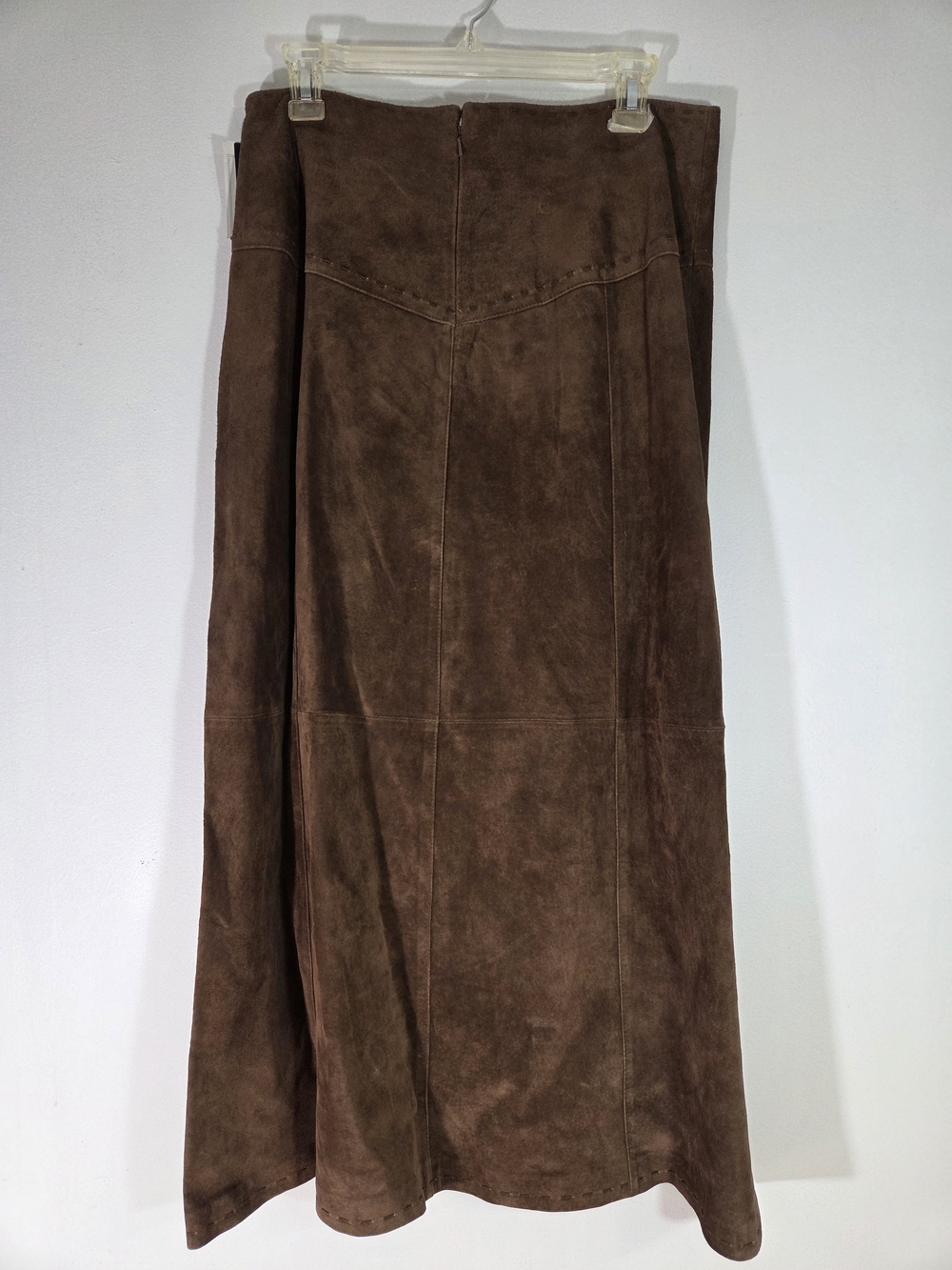 Suede Maxi Skirt Dark Brown Chocolate Fully Lined - Picture 3 of 13